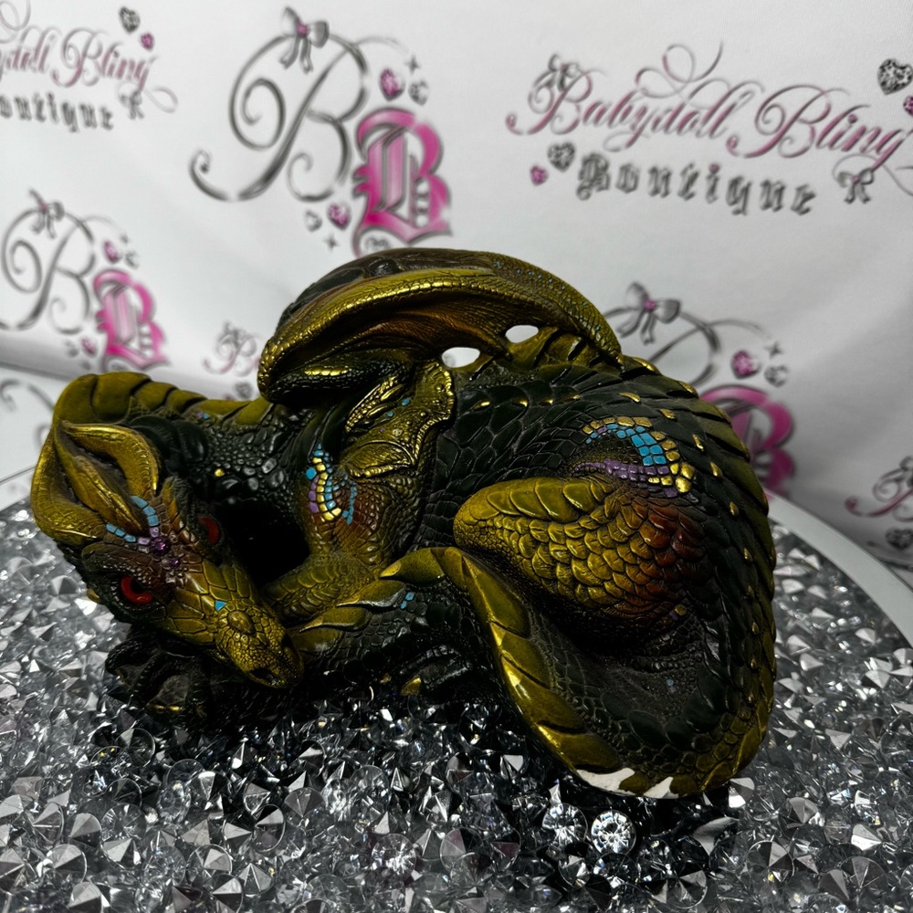 Windstone editions Hollywood California Decorative Dragon Figurine Green purple - Picture 2 of 10